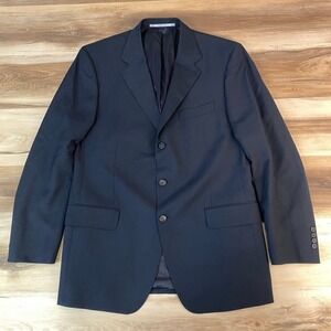 Davide Cenci Navy Virgin Wool 3 Button Blazer Jacket Mens Size 42L Made Italy